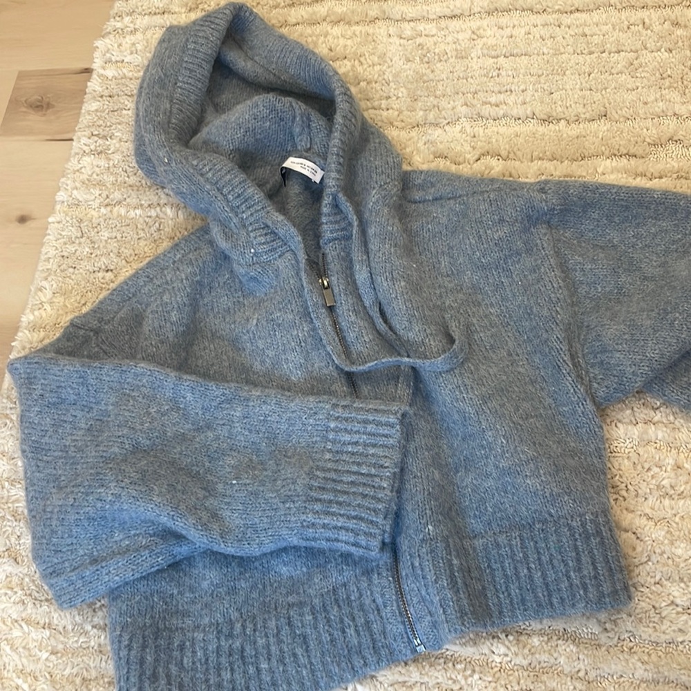 Zara cropped knit hoodie